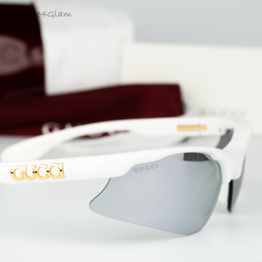 Gucci Men Sunglasses White Silver Mirror Mask GG1774S 002 BRAND NEW - Picture 6 of 12